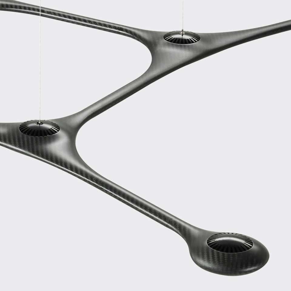 Minimalist Contemporary Suspension Pendant Carbon Light CARB24.03 by Tokio