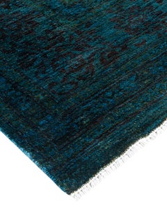 Contemporary Suzani Hand Knotted Wool Blue Area Rug