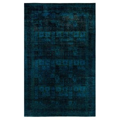Contemporary Suzani Hand Knotted Wool Blue Area Rug