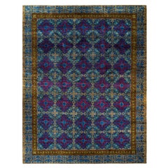 Contemporary Suzani Hand Knotted Wool Green Area Rug