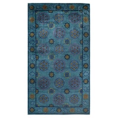 Contemporary Suzani Hand Knotted Wool Green Area Rug 
