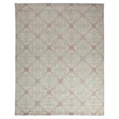 Contemporary Suzani Hand Knotted Wool Ivory Area Rug
