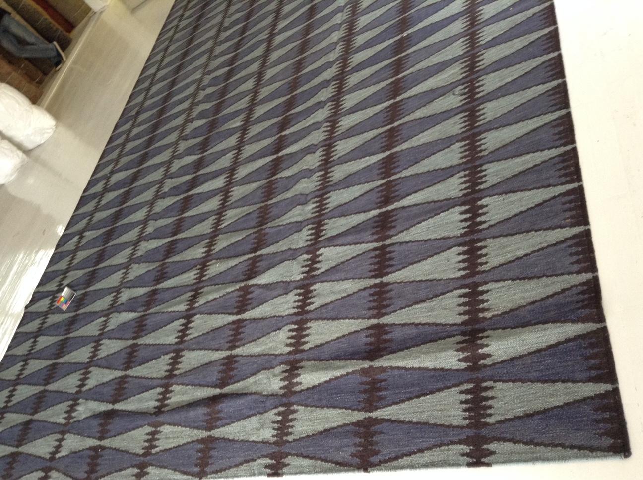 Scandinavian Modern Contemporary Swedish Design Geometric Flat-Weave Wool Rug by Doris Leslie Blau For Sale