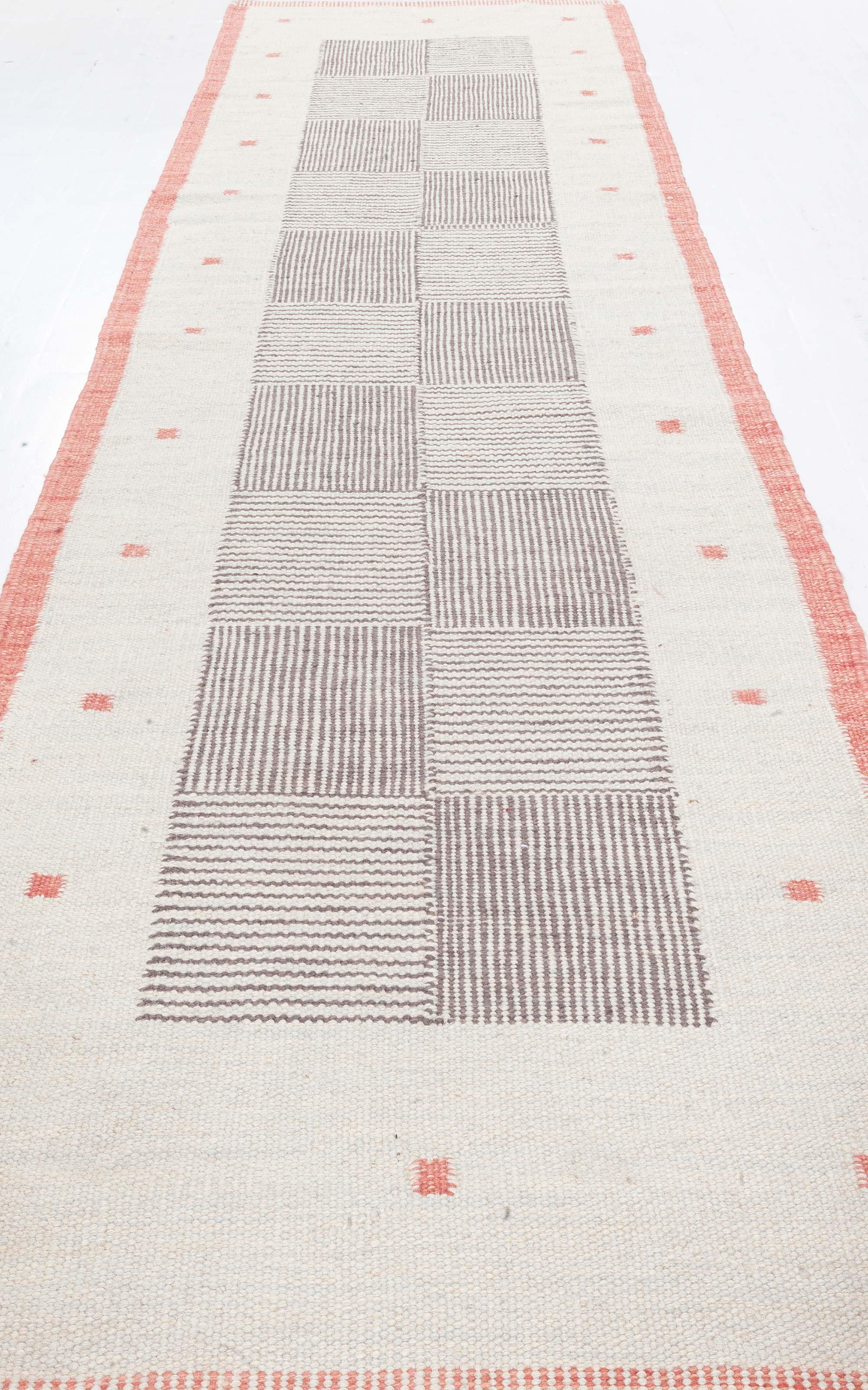 Hand-Woven Contemporary Swedish Flat-Weave Wool Runner by Doris Leslie Blau For Sale