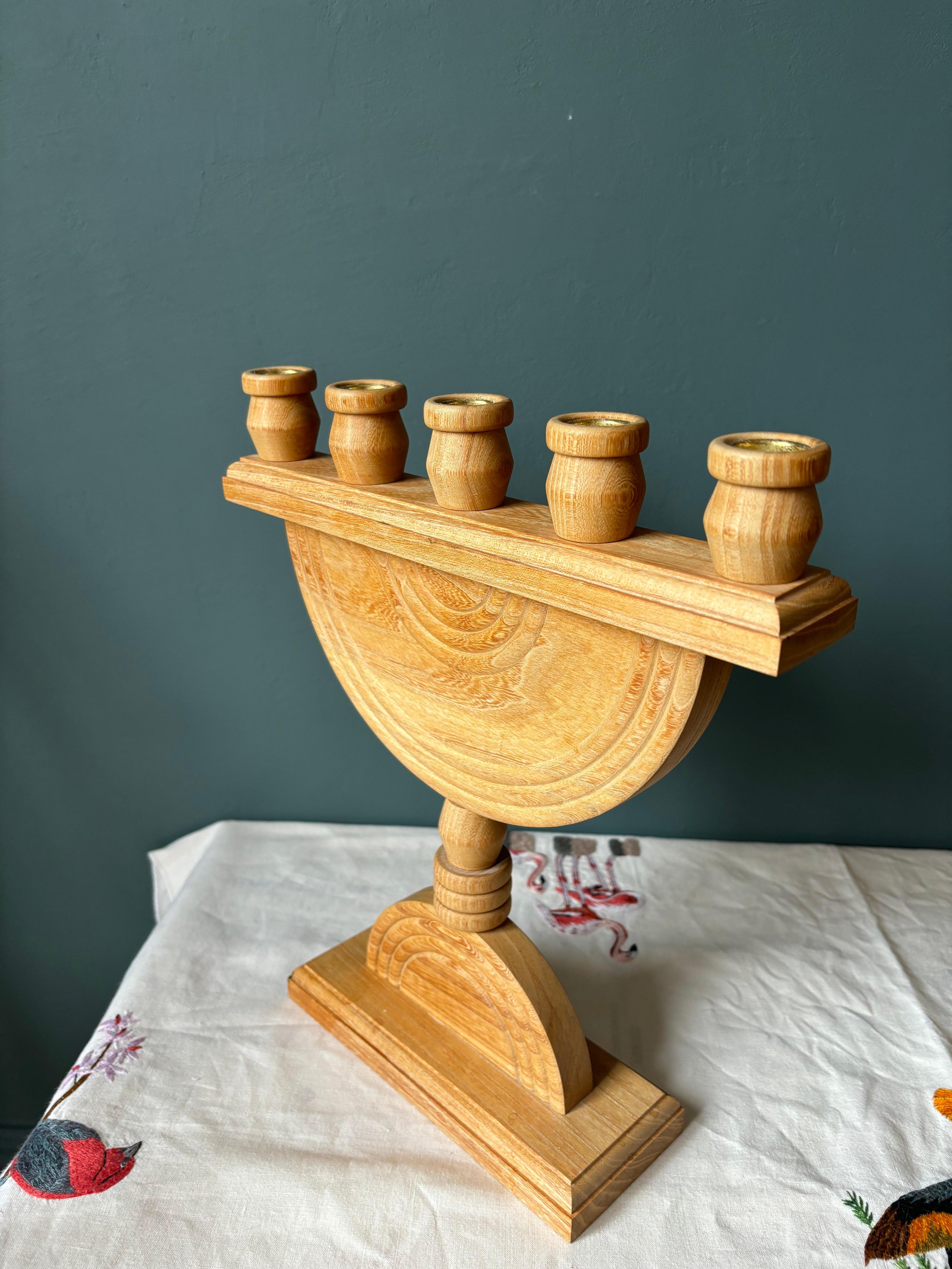 Swedish Handmade Wooden Candelabra For Sale 10