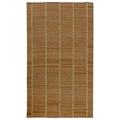 Contemporary Swedish Inspired Brown Flat-Woven Wool Rug by Doris Leslie Blau