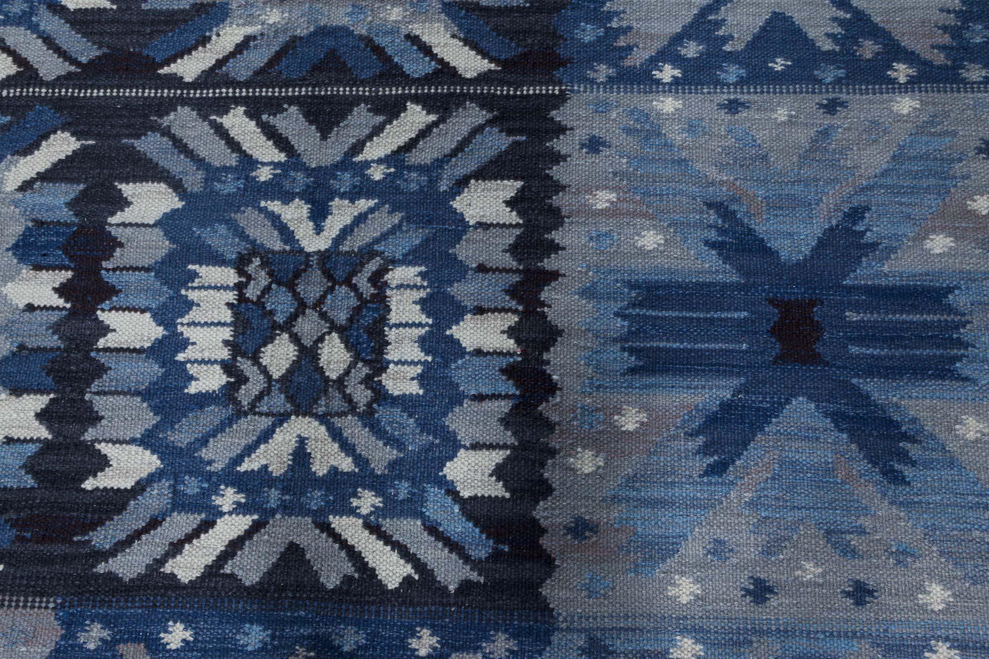 Indian Contemporary Swedish Inspired Flat-Weave Rug by Doris Leslie Blau For Sale
