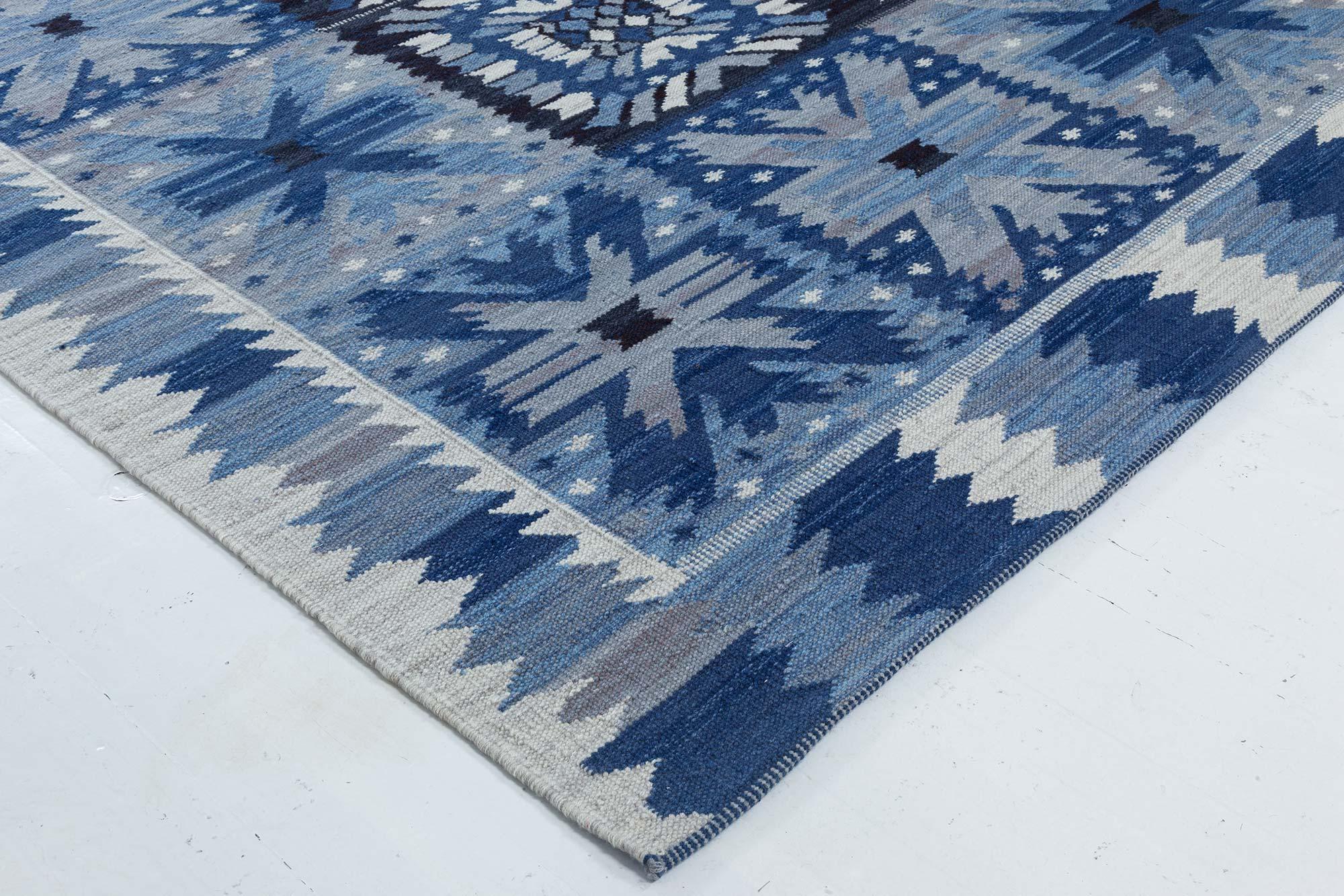 Wool Contemporary Swedish Inspired Flat-Weave Rug by Doris Leslie Blau For Sale