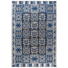Zeitgenössischer schwedisch inspirierter Flachgewebe-Teppich von Doris Leslie Blau
