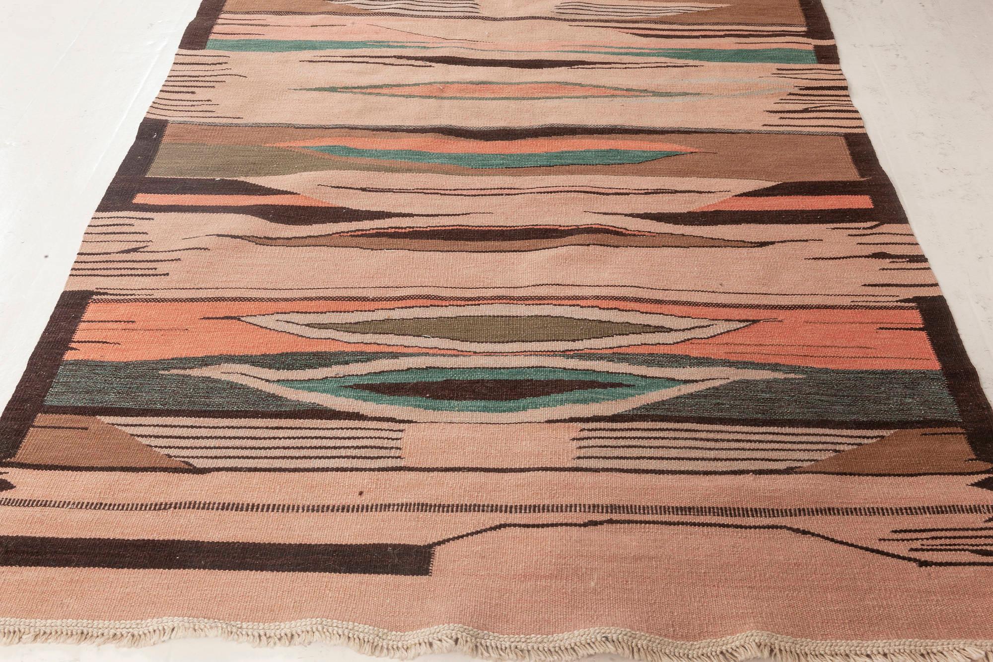 Hand-Knotted Contemporary Swedish Inspired Flat Weave Wool Rug by Doris Leslie Blau For Sale