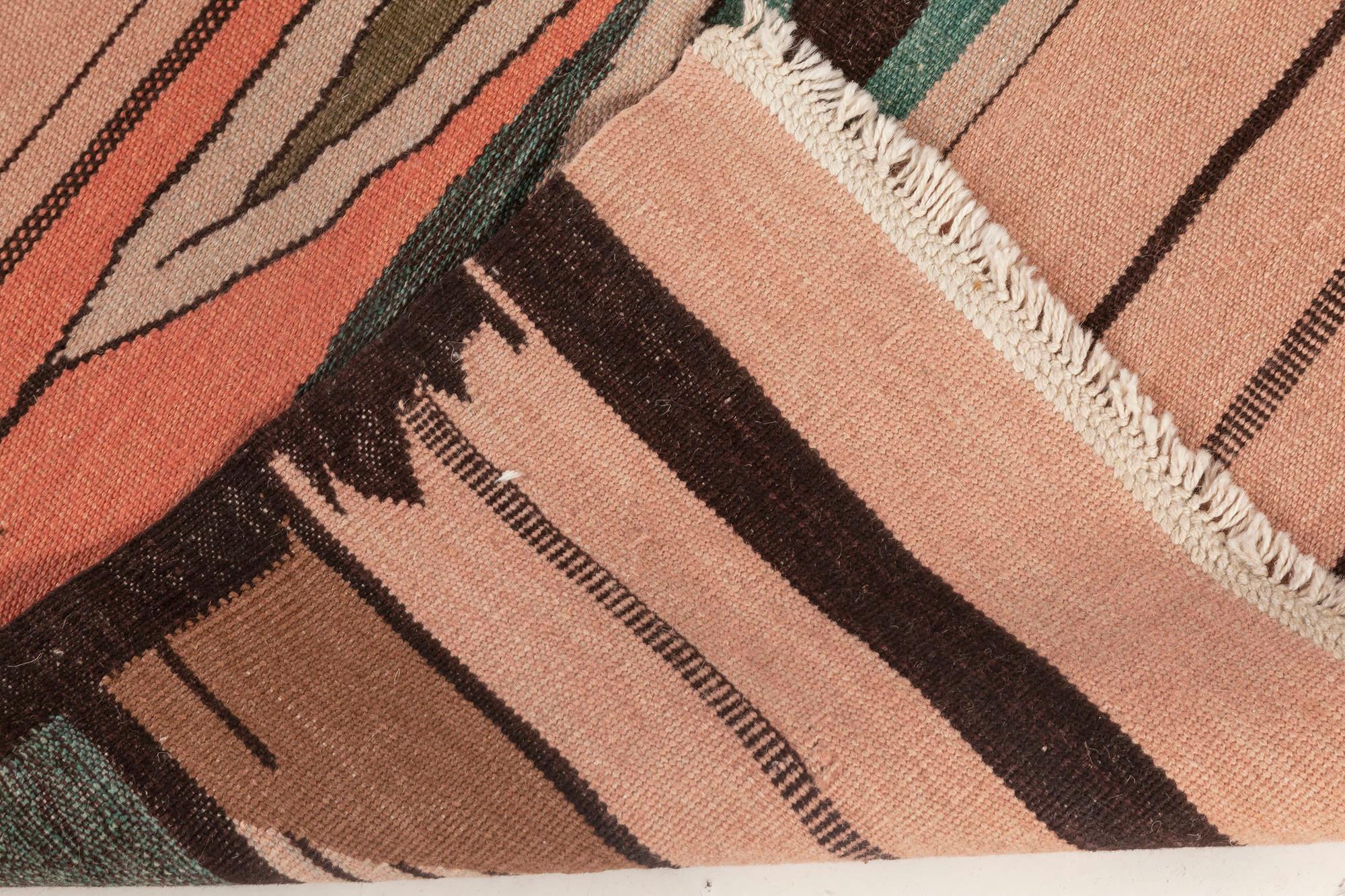 Zeitgenössischer schwedisch inspirierter Flachgewebe-Wollteppich von Doris Leslie Blau (Wolle) im Angebot