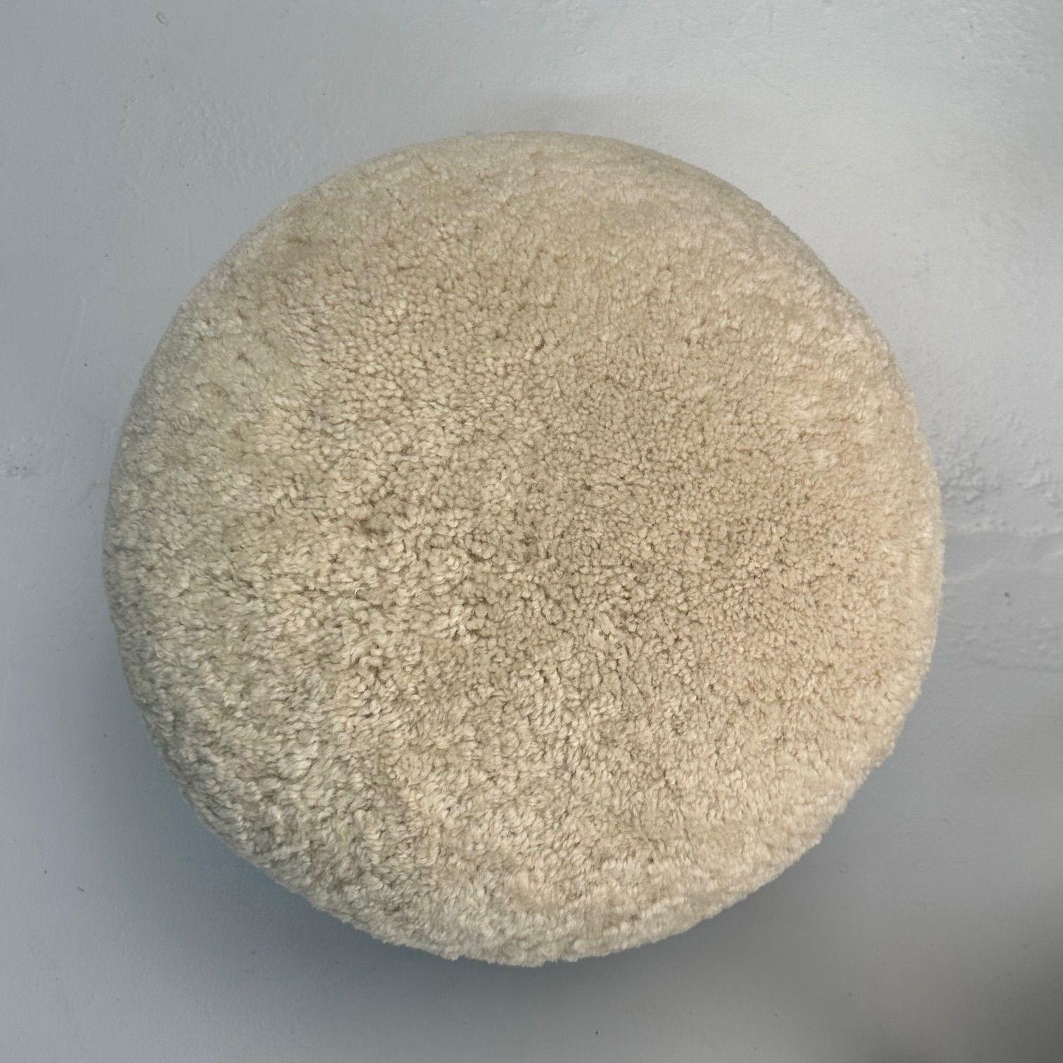 Contemporary, Swedish Modern Style, Sheepskin Stools or Ottomans, Shearling 3