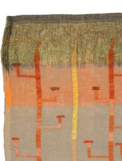 Zeitgenössische schwedische Orange, Braun und Gold Wandteppich Puzzle Drei