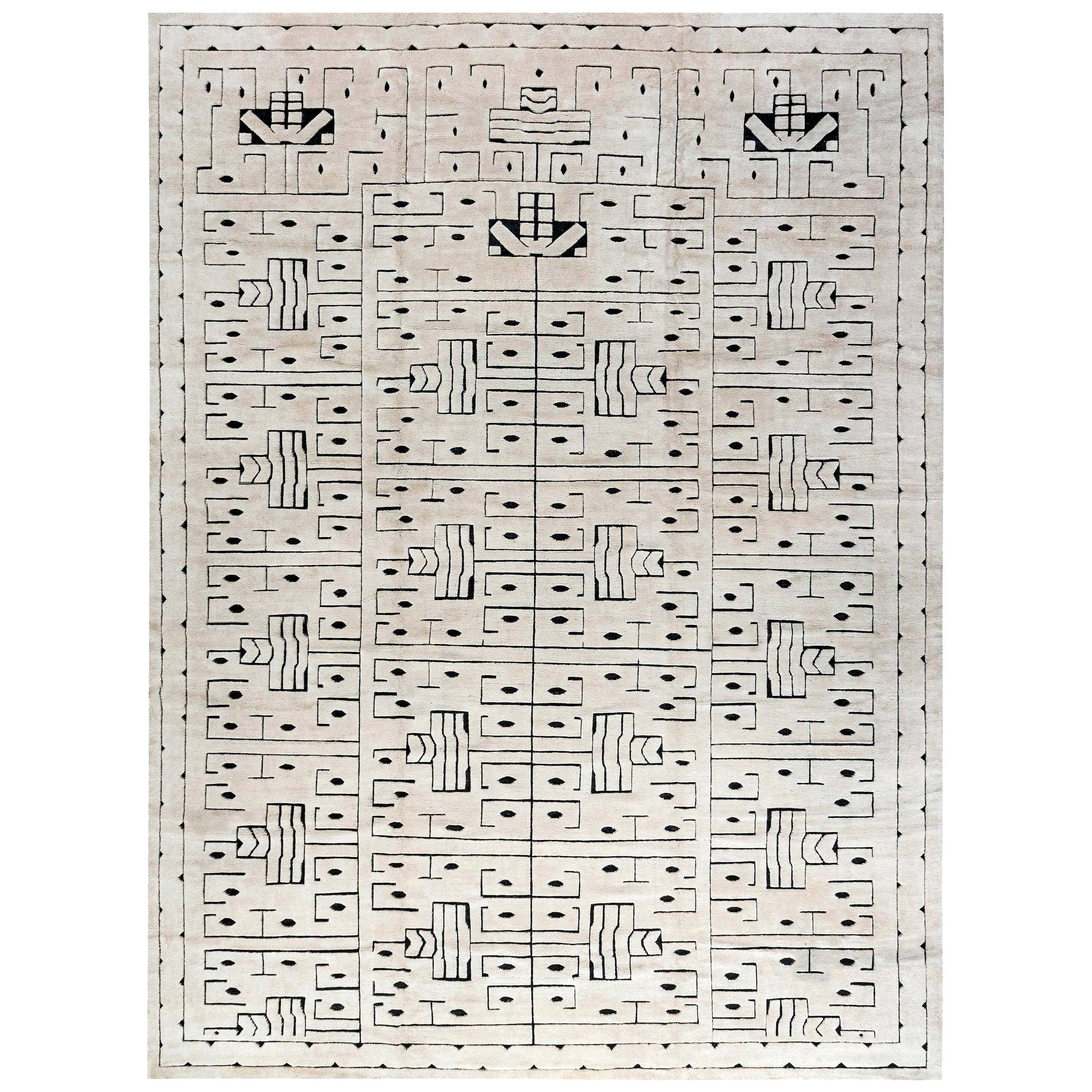 Zeitgenössischer schwedischer Skvattram-Teppich im Stil von Doris Leslie Blau im Angebot