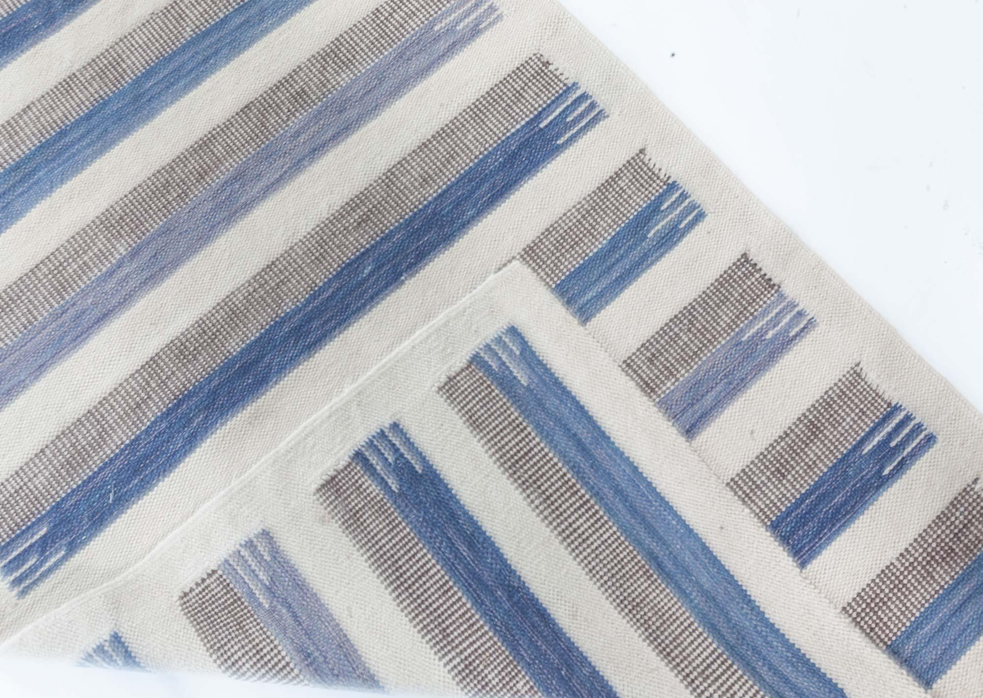 Wool Contemporary Swedish Striped Rug by Doris Leslie Blau