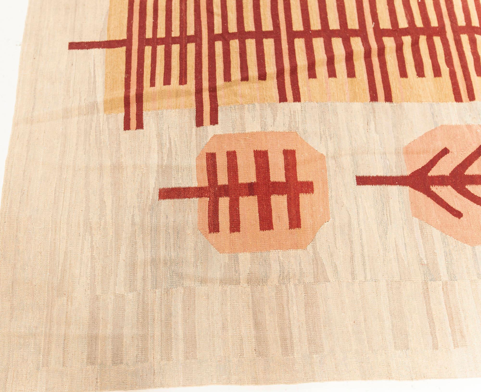 Indian Modern Swedish Style Flat Weave Wool Rug by Doris Leslie Blau For Sale