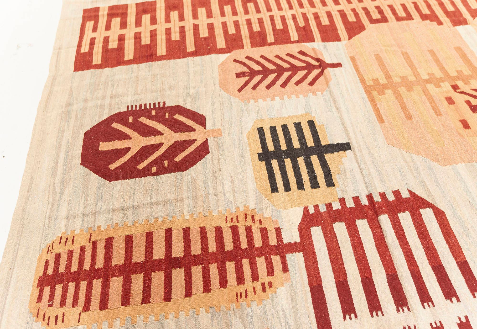 Hand-Woven Modern Swedish Style Flat Weave Wool Rug by Doris Leslie Blau For Sale