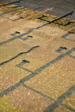 Contemporary Swedish Yellow, Brown and Gold Tapestry Puzzle Three