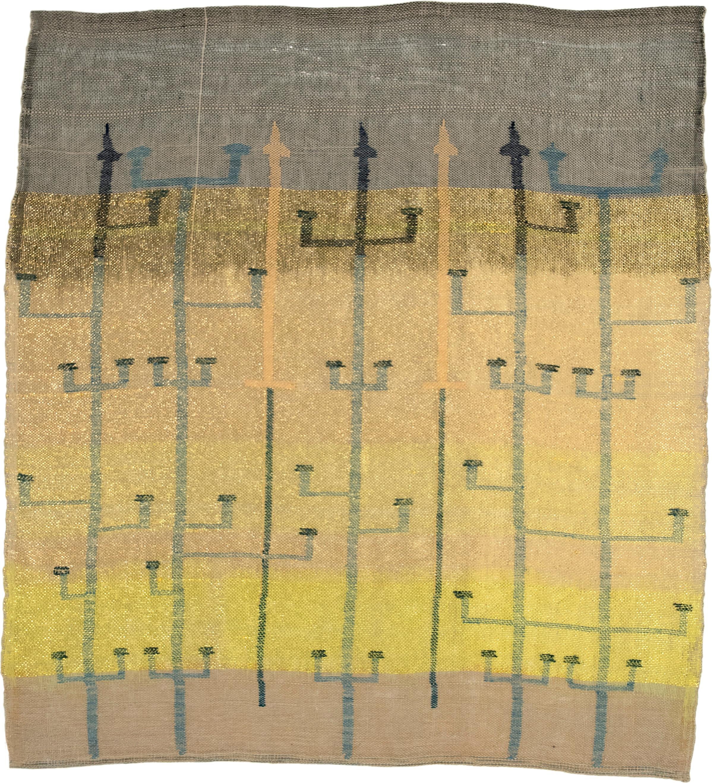 Arazzo svedese contemporaneo giallo, marrone e oro Puzzle Tre