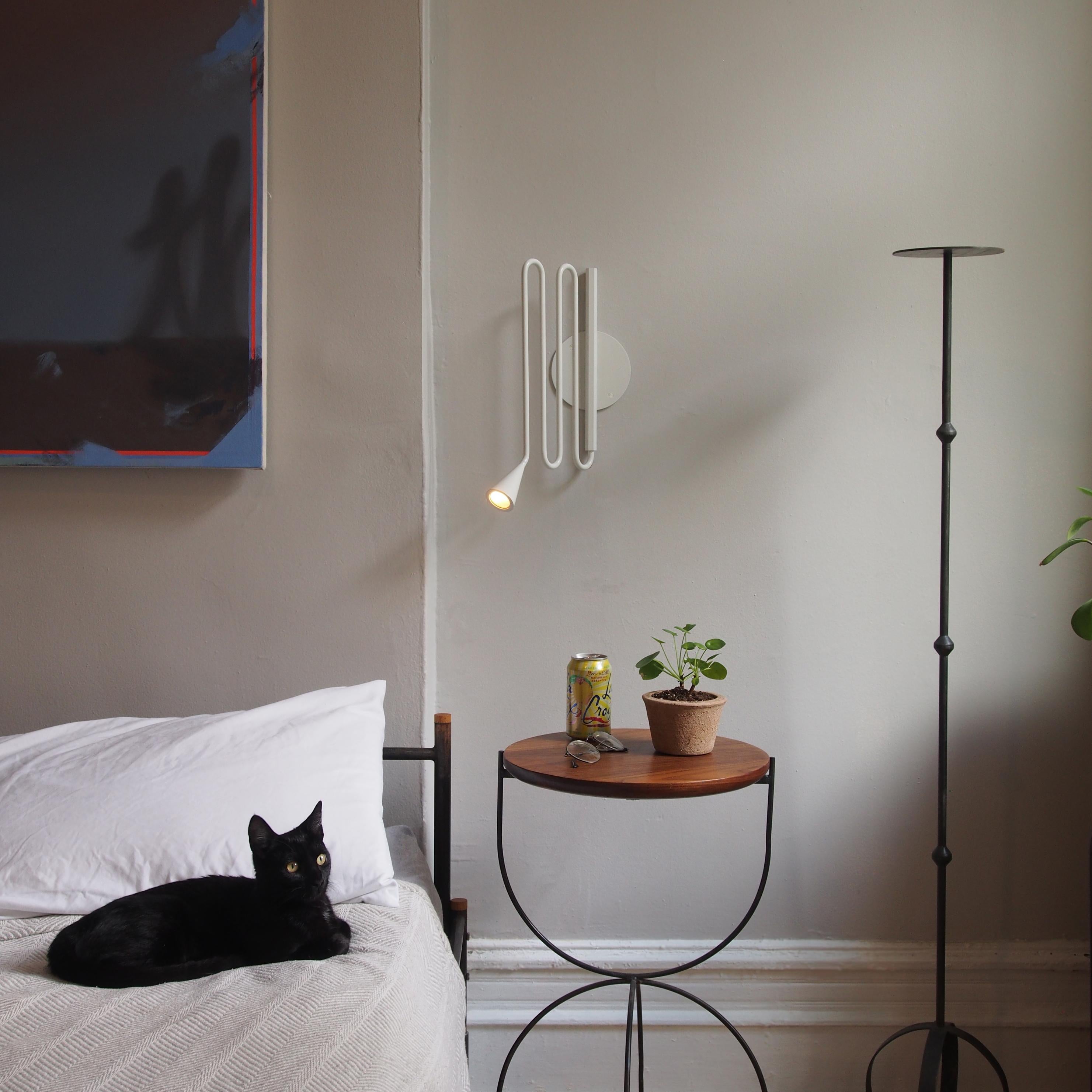 Contemporary Swinging Bedside Wall Lamp in Small, Black Patina For Sale 2