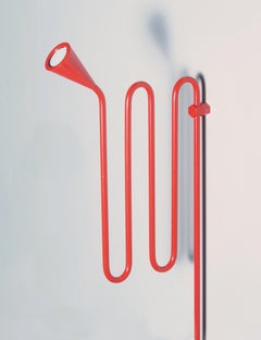 Contemporary Swinging Wall Lamp in Blood Orange, Uplight