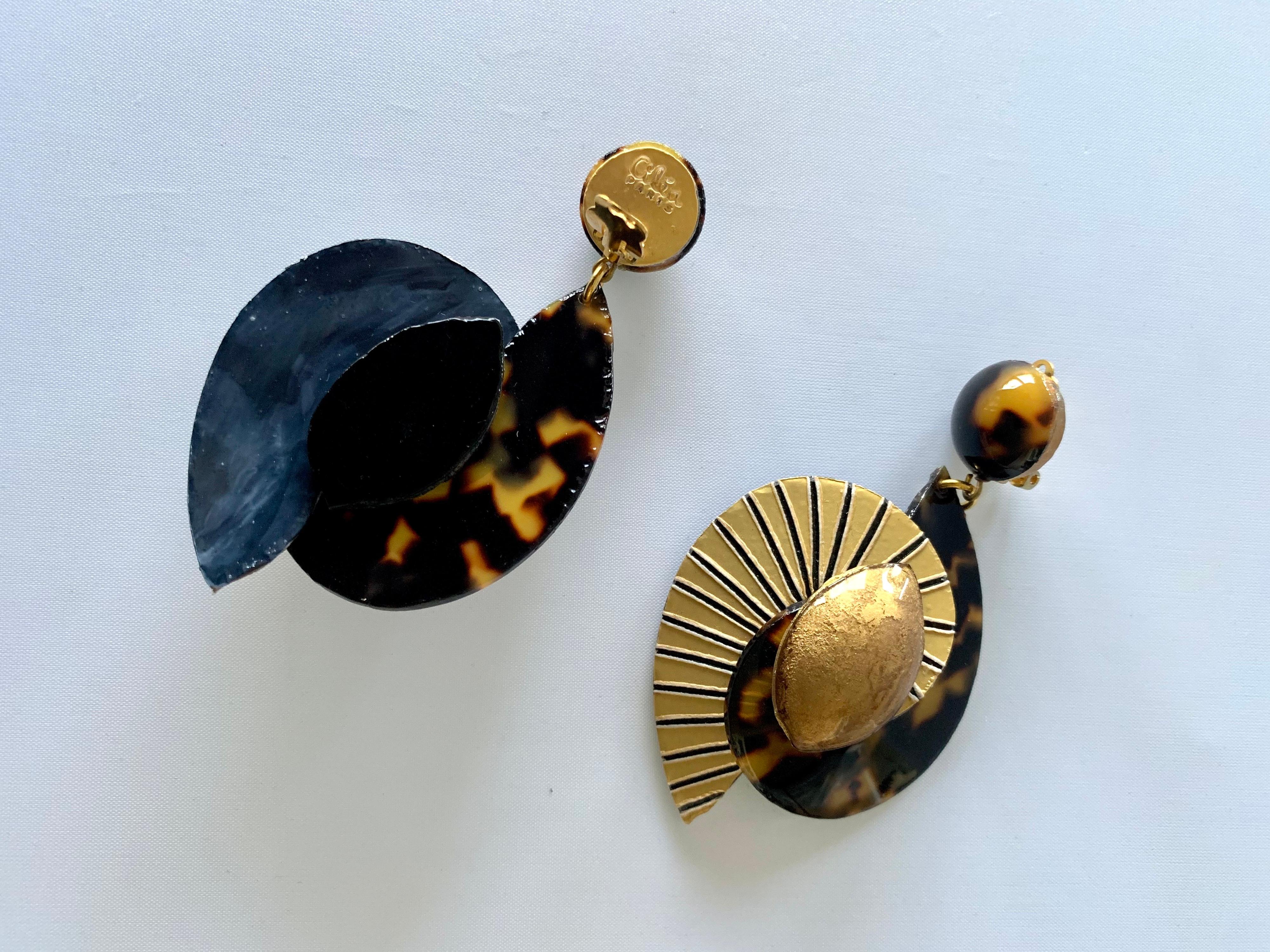Contemporary Swirl Faux Tortoise Earrings  1