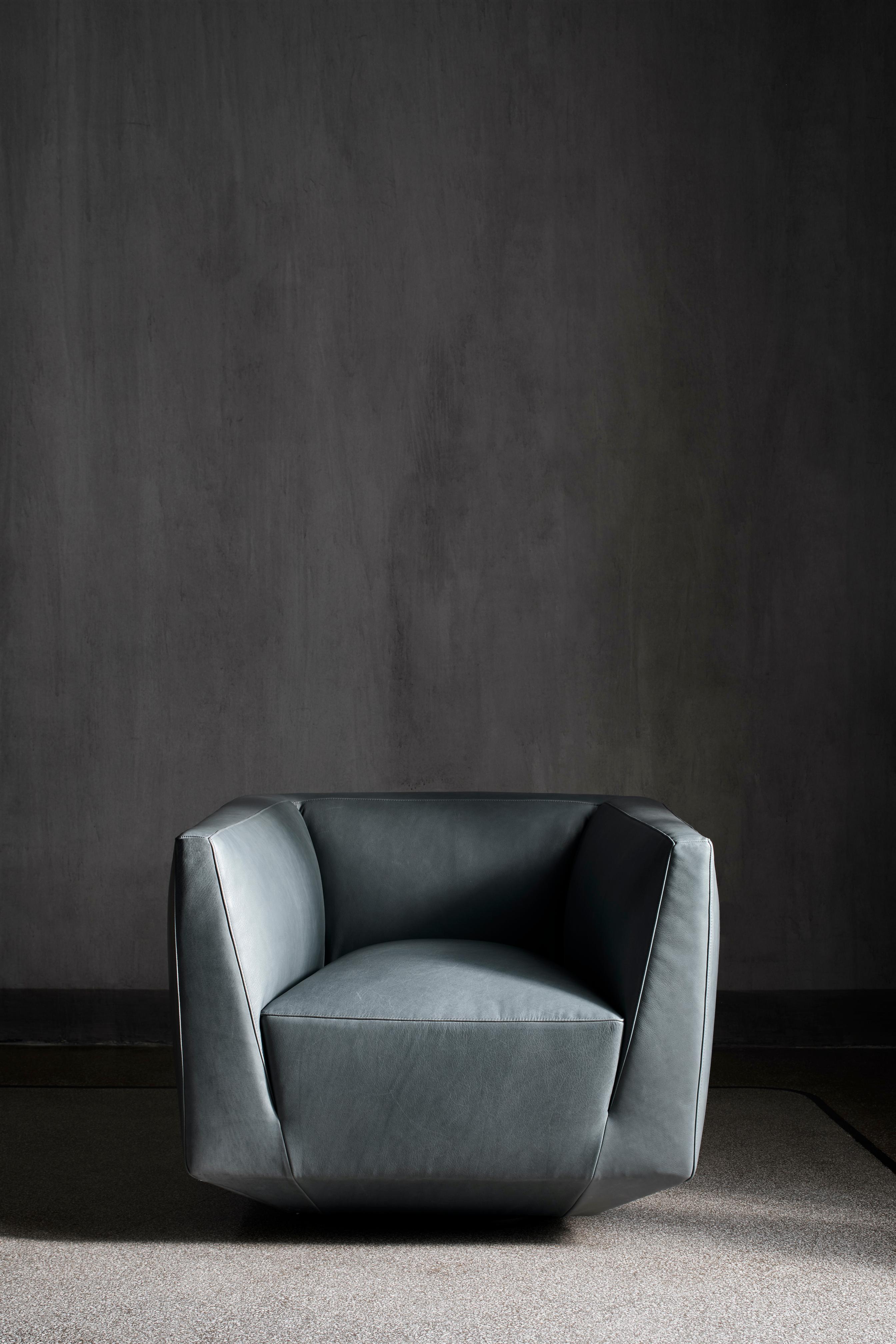 Italian Contemporary Swivel Armchair 'Panis' by Amura Lab, Dedar, Karakorum Ecume For Sale