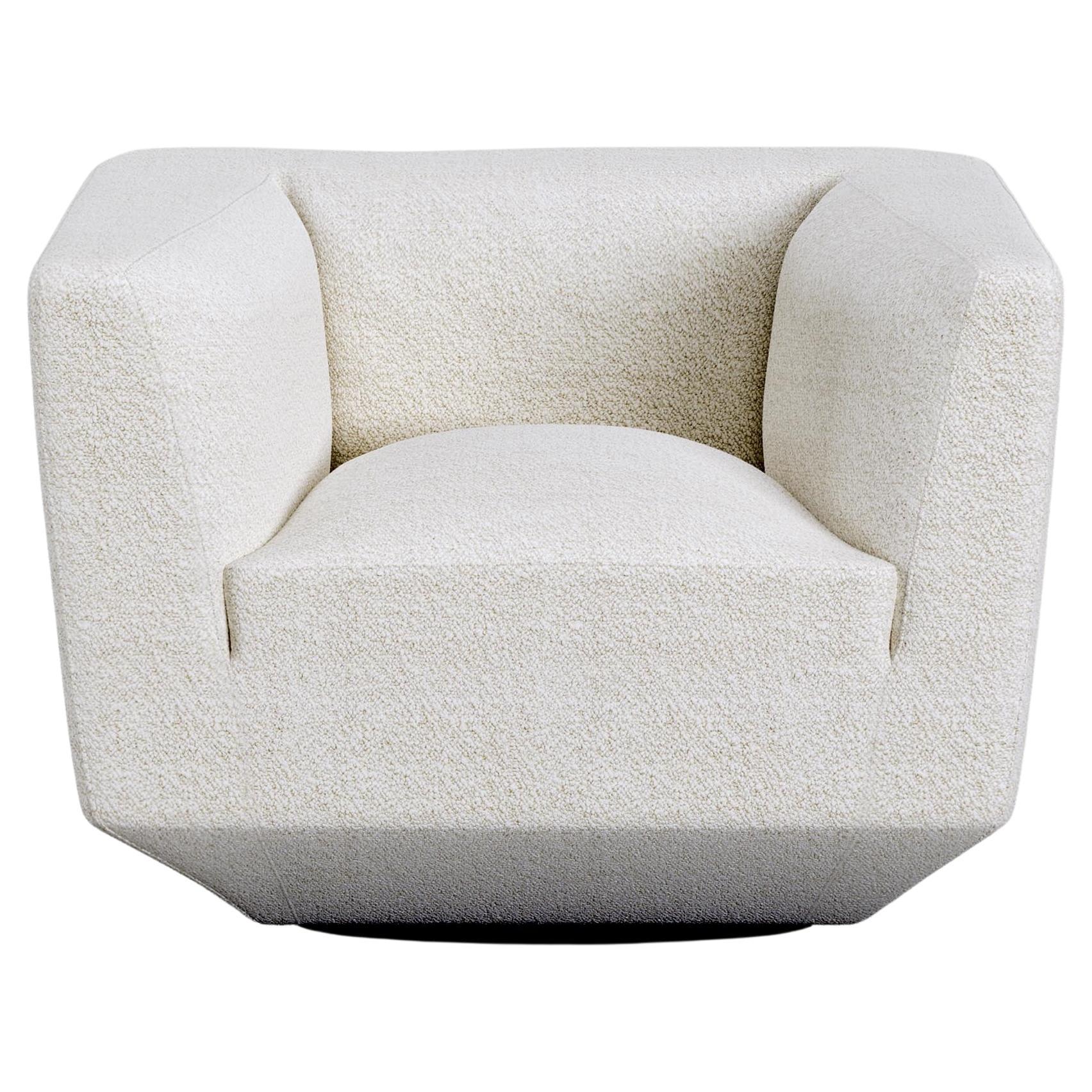 Contemporary Swivel Armchair 'Panis' by Amura Lab, Dedar, Karakorum Ecume