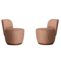 Contemporary Swivel Armchair Set in Cocktail Textured Fabric