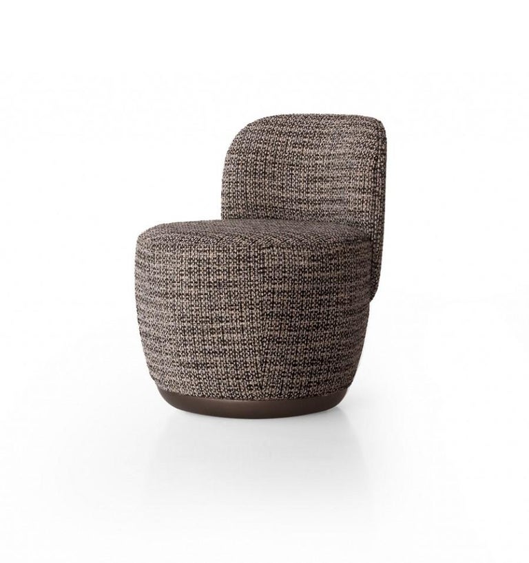 Contemporary Swivel Armchair Set in Multicolored Bouclé Fabric For Sale
