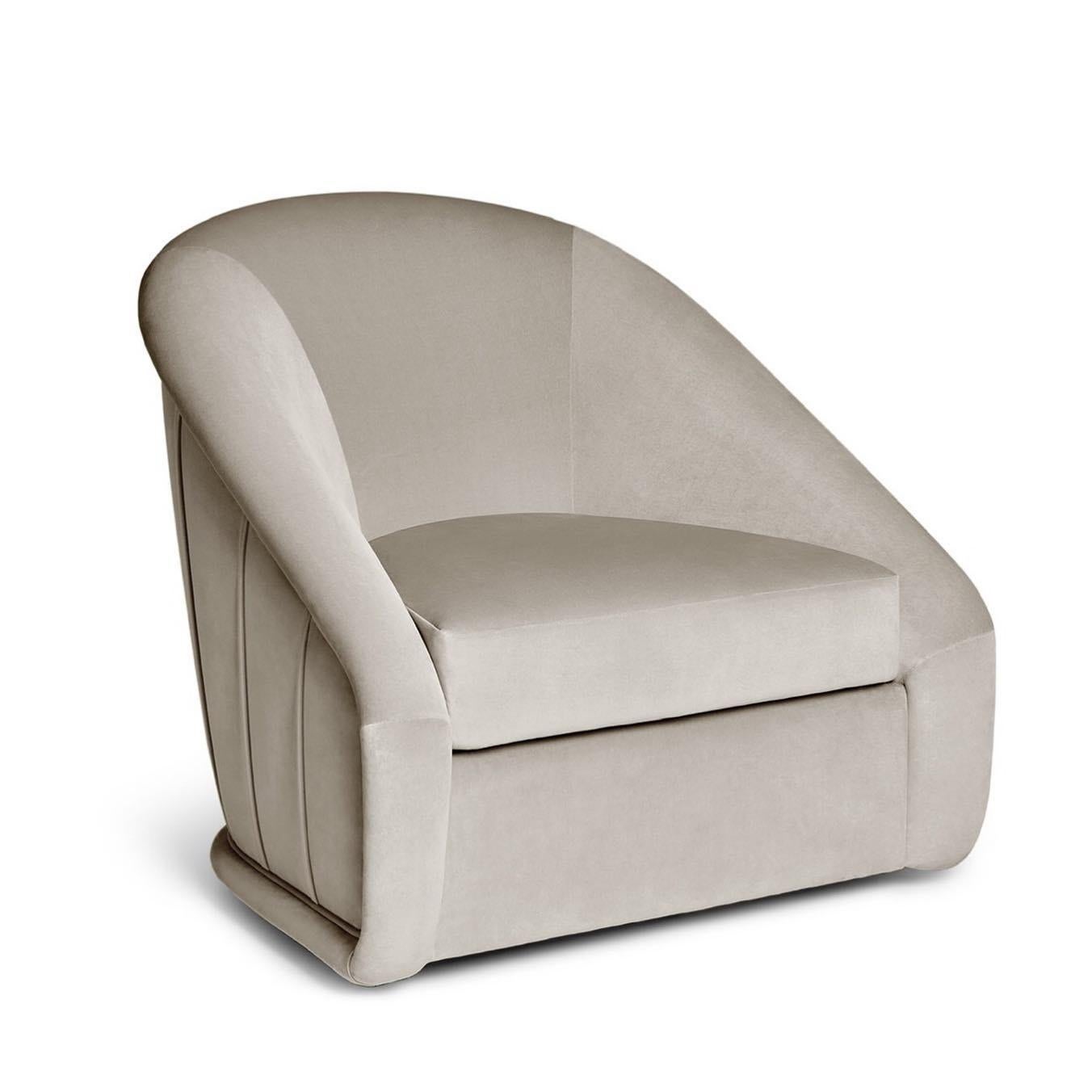 Portuguese Contemporary Swivel Armchair With Pleated Back Detail For Sale