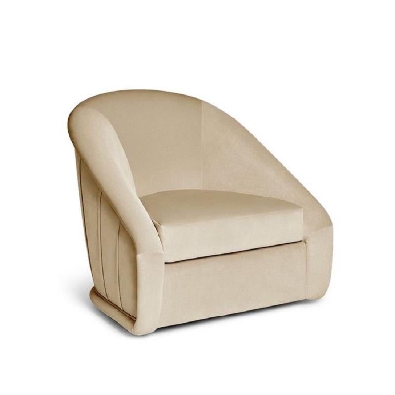 Hand-Crafted Contemporary Swivel Armchair With Pleated Back Detail For Sale