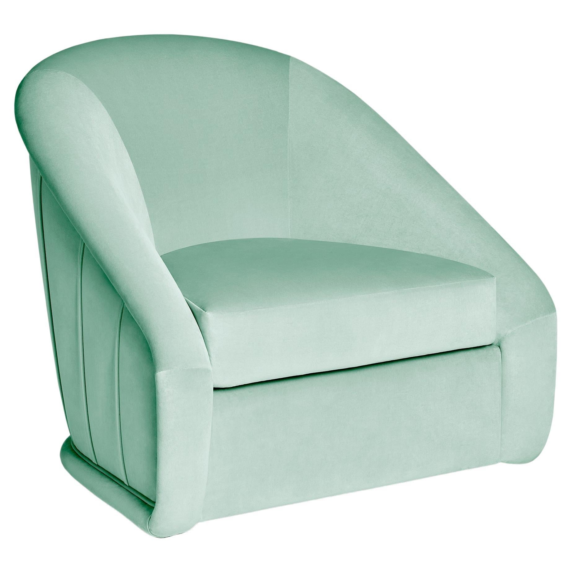 Contemporary Swivel Armchair With Pleated Back Detail For Sale