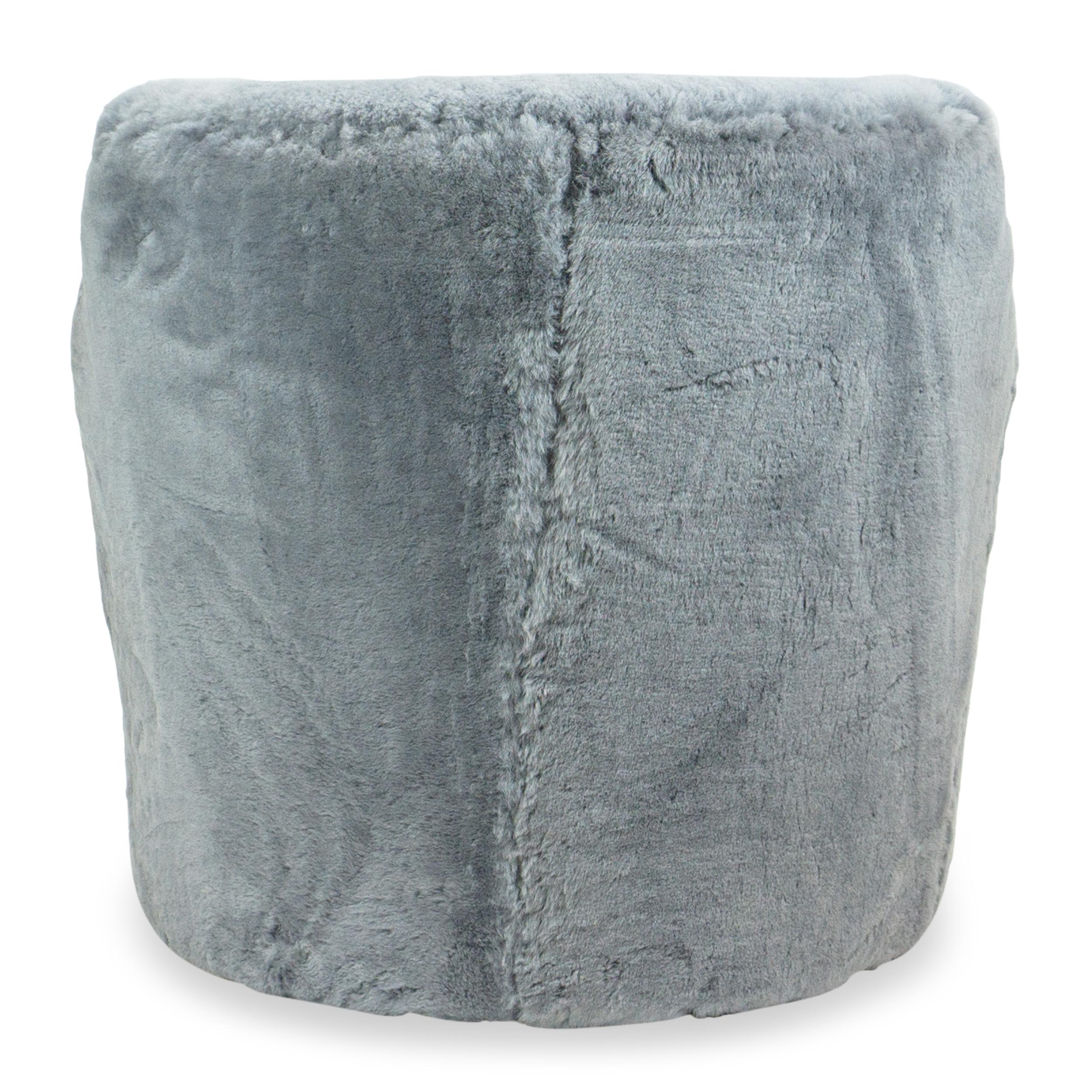 Contemporary Swivel Chair in Blue Gray Shearling For Sale 5
