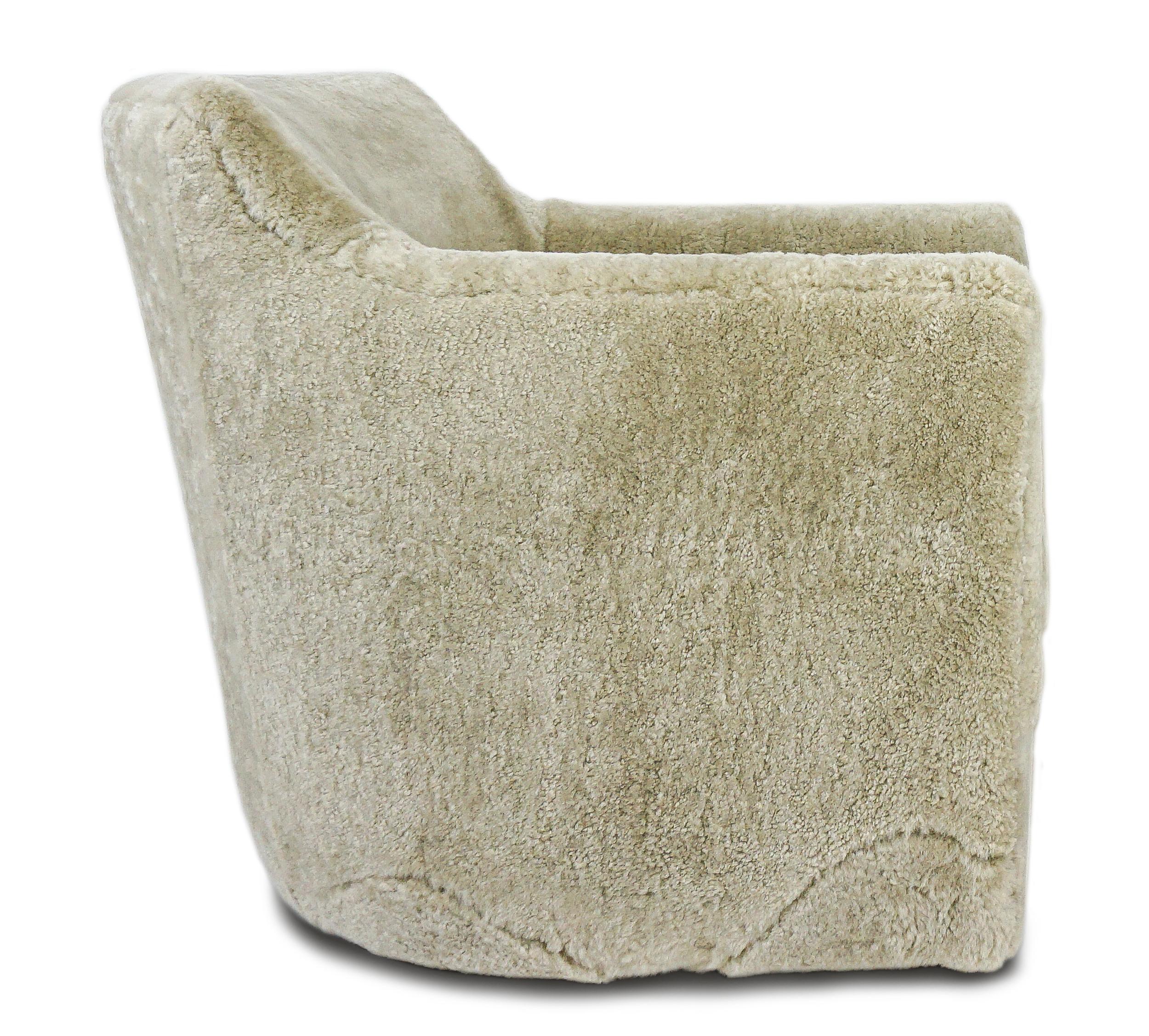 Modern Contemporary Swivel Chair in Shearling, Customizable For Sale