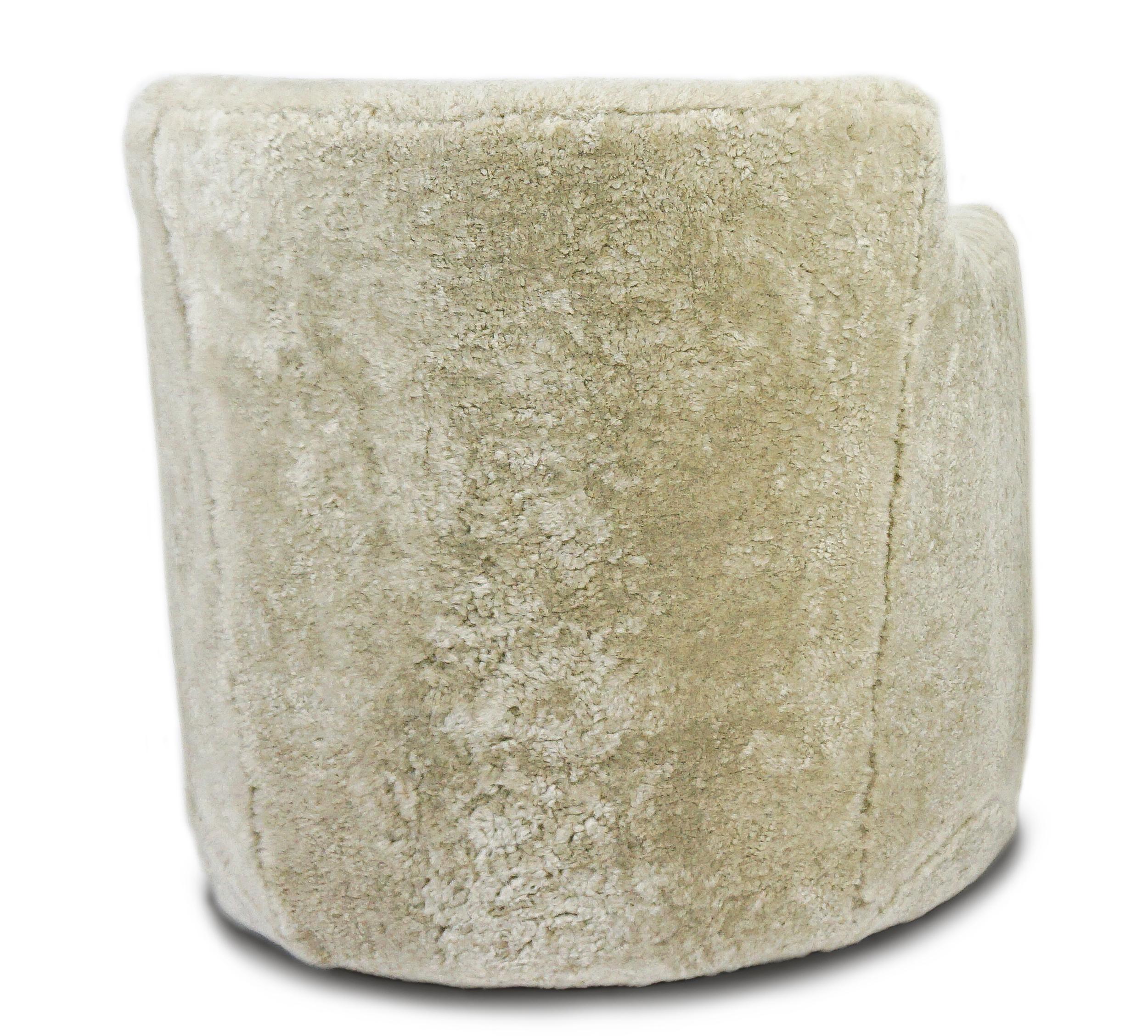 American Contemporary Swivel Chair in Shearling, Customizable For Sale