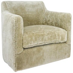 Used Contemporary Swivel Chair in Shearling, Customizable