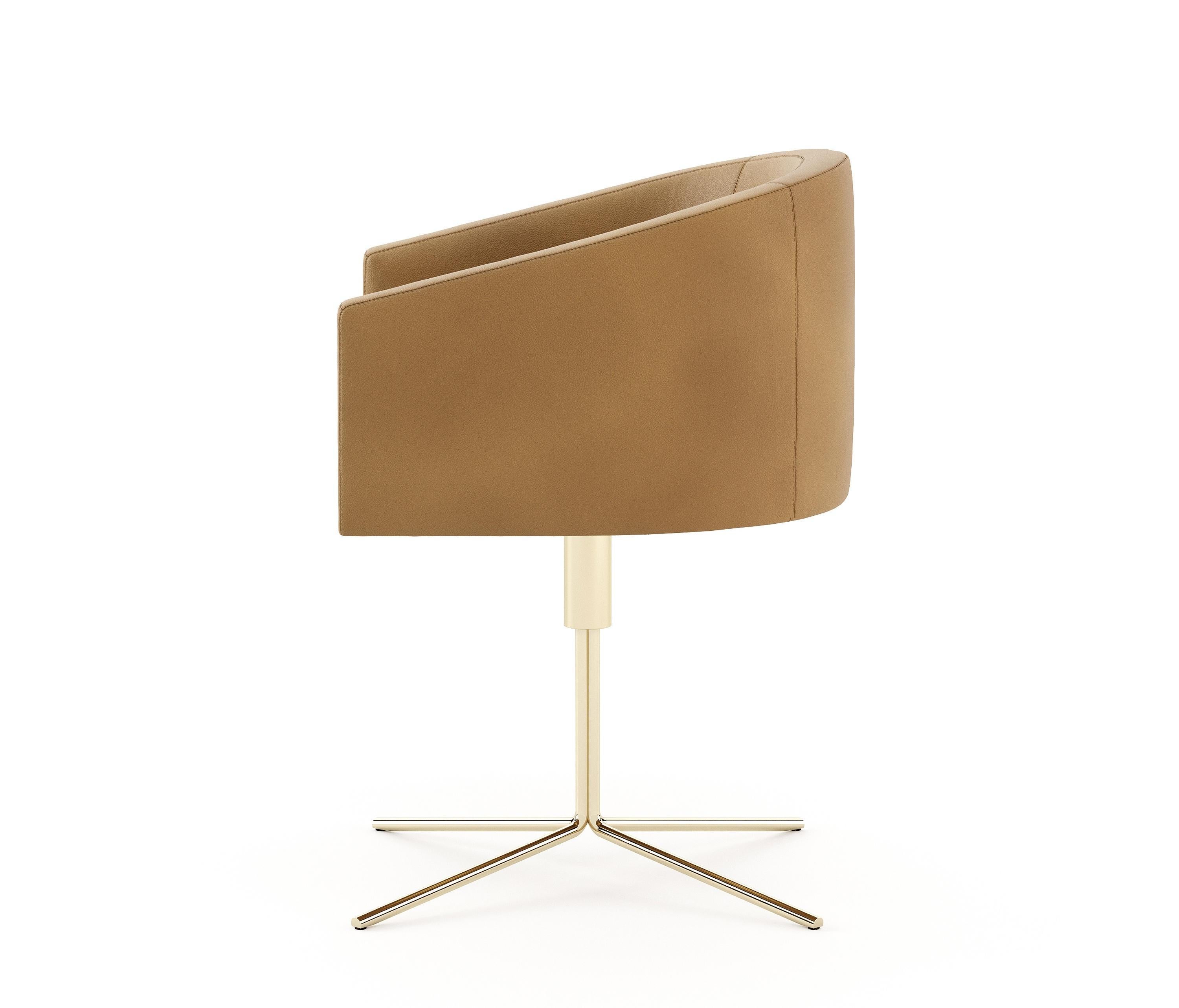 Swivel Chair Offered in Faux Leather or Velvet with Custom Color Metal