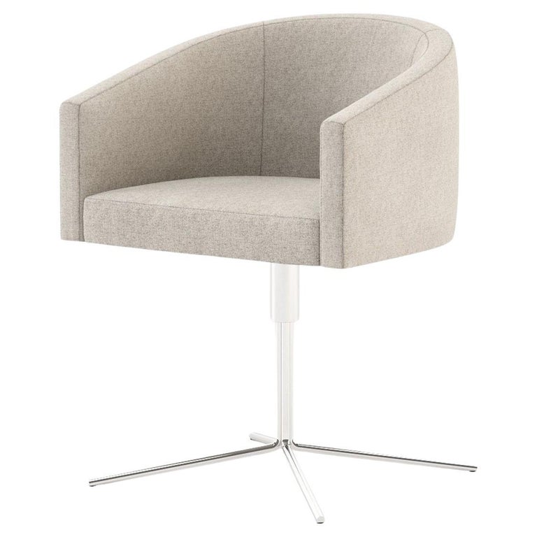 Swivel Chair Offered in Faux Leather or Velvet with Custom Color Metal