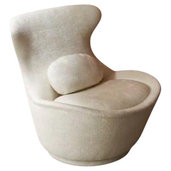 Contemporary Swivel Lounge Chair In Custom Velvet Colors For Sale