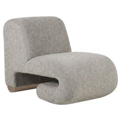 Silla de salón contemporánea T50, bouclé de lana blanco, hecha a mano por Greenapple