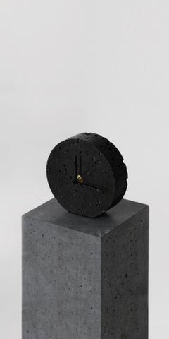 Contemporary Table Clock 'Moment' in Black Lava Stone