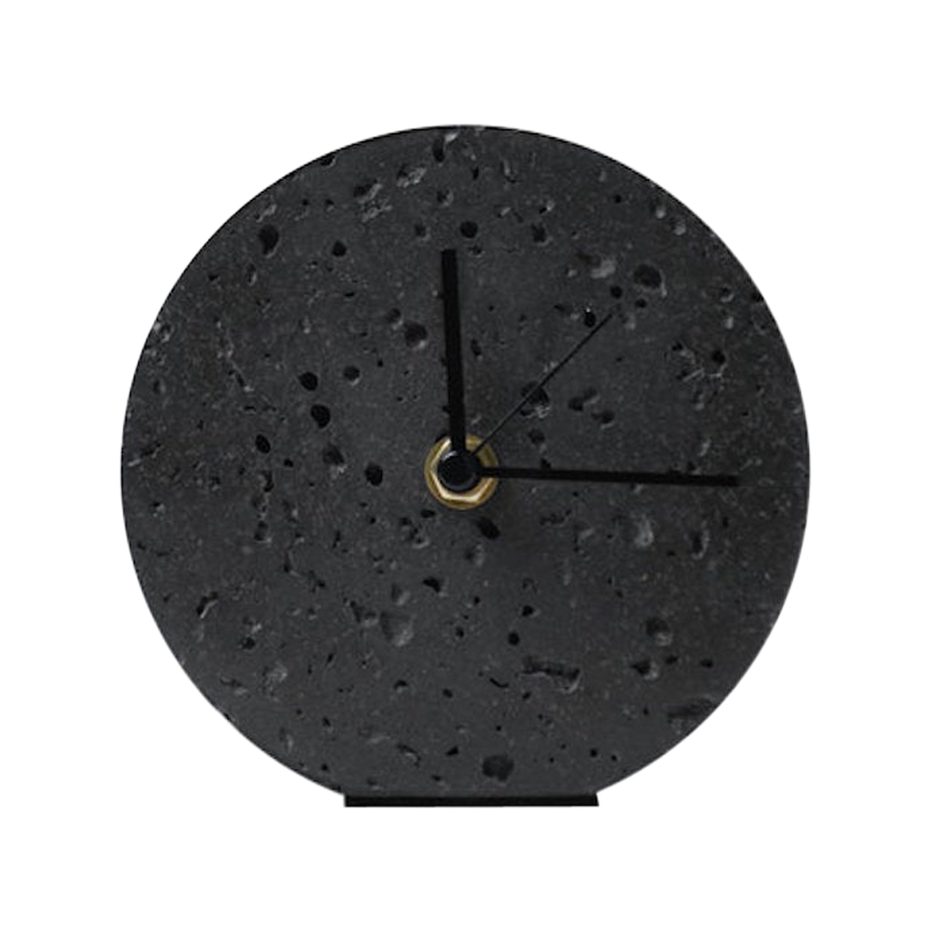 Contemporary Table Clock 'Moment' in Black Lava Stone