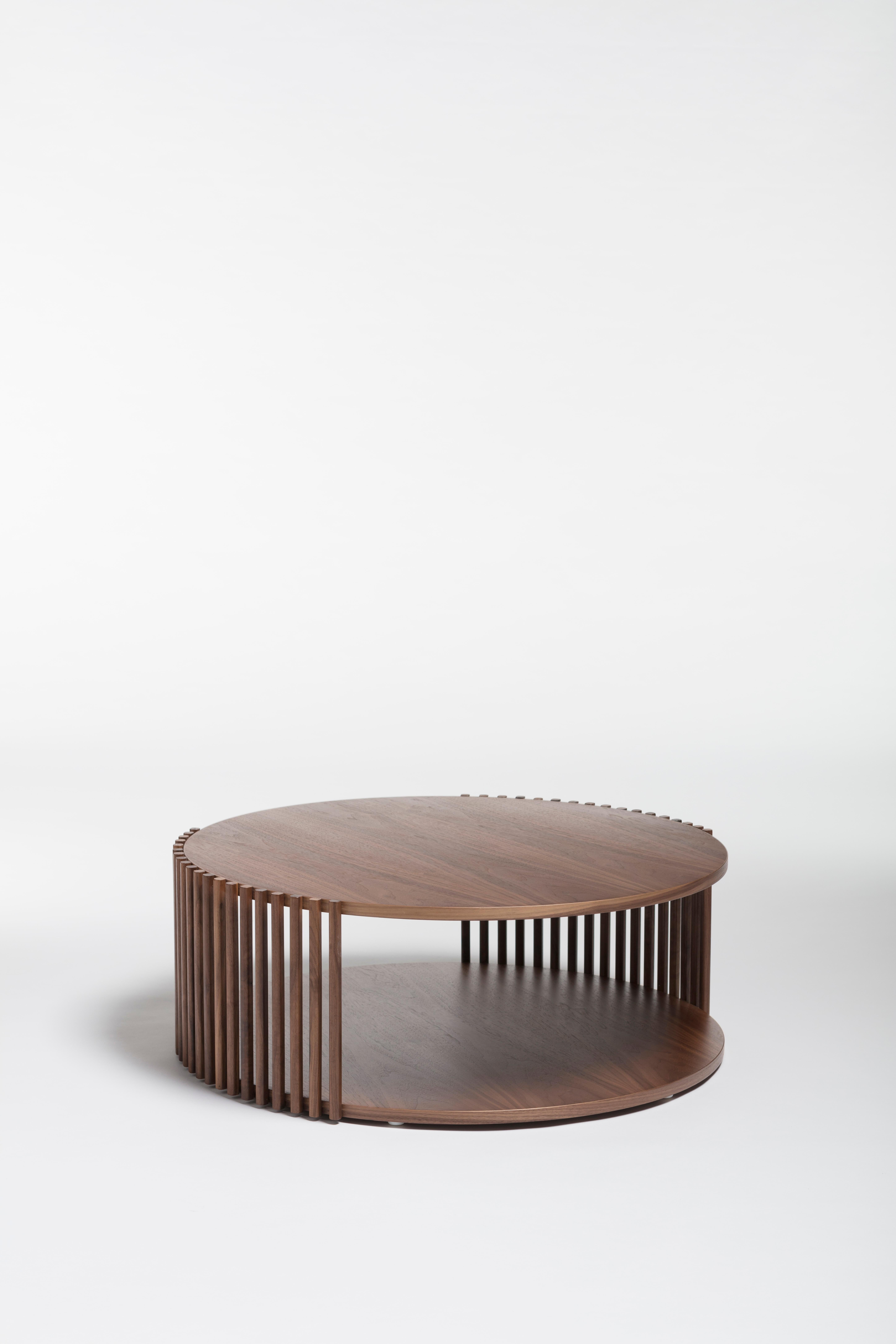 Italian Contemporary Table, Coffe Table, Side Table and Cocktail Table Walnut, Medulum For Sale
