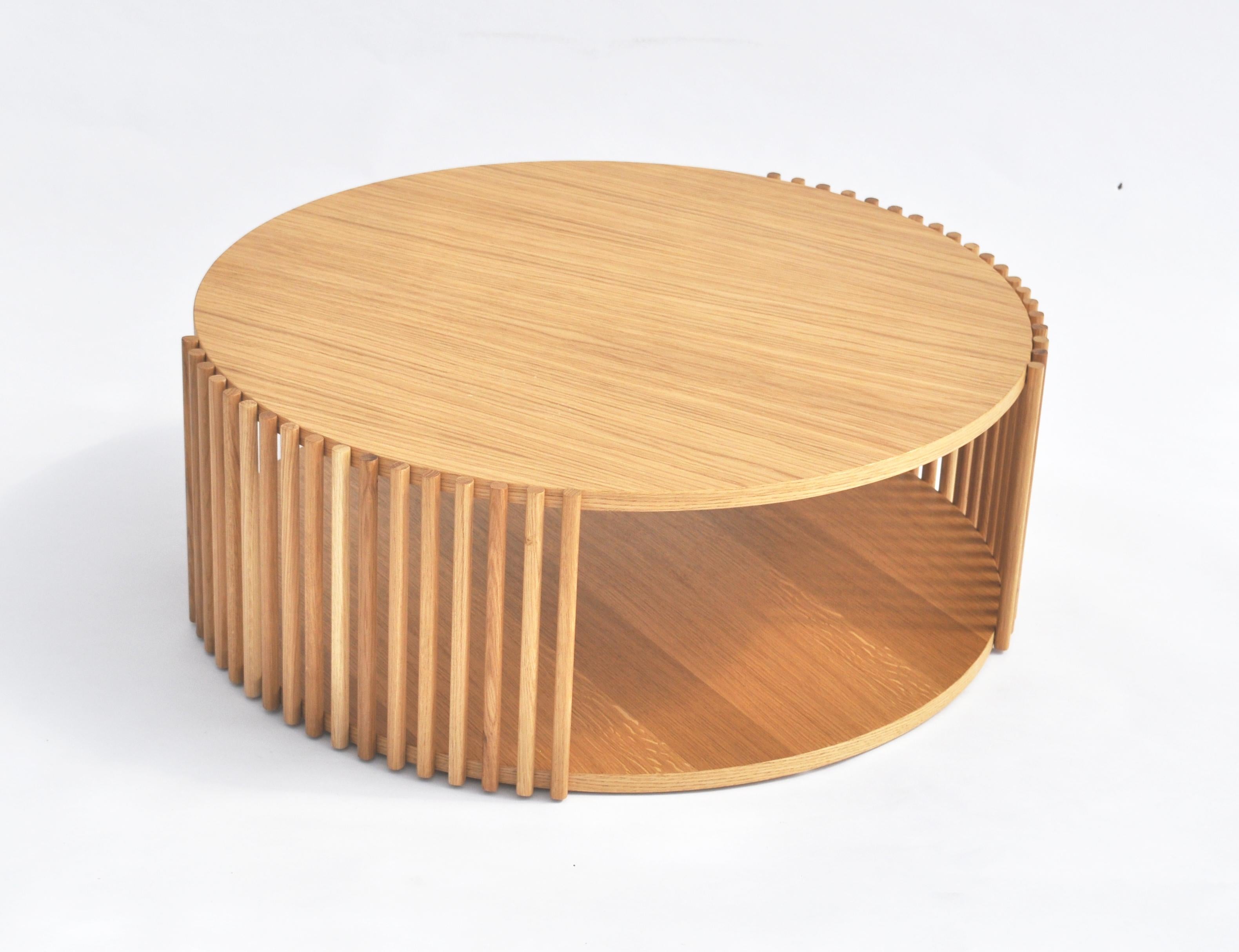 Varnished Contemporary Table, Coffee Table, Central Table and Cocktail Table Oak Wood For Sale