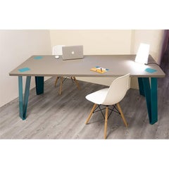Contemporary Table, E. Marin & D. Reynaud, Metal Lacquered Legs, Fenix Table Top
