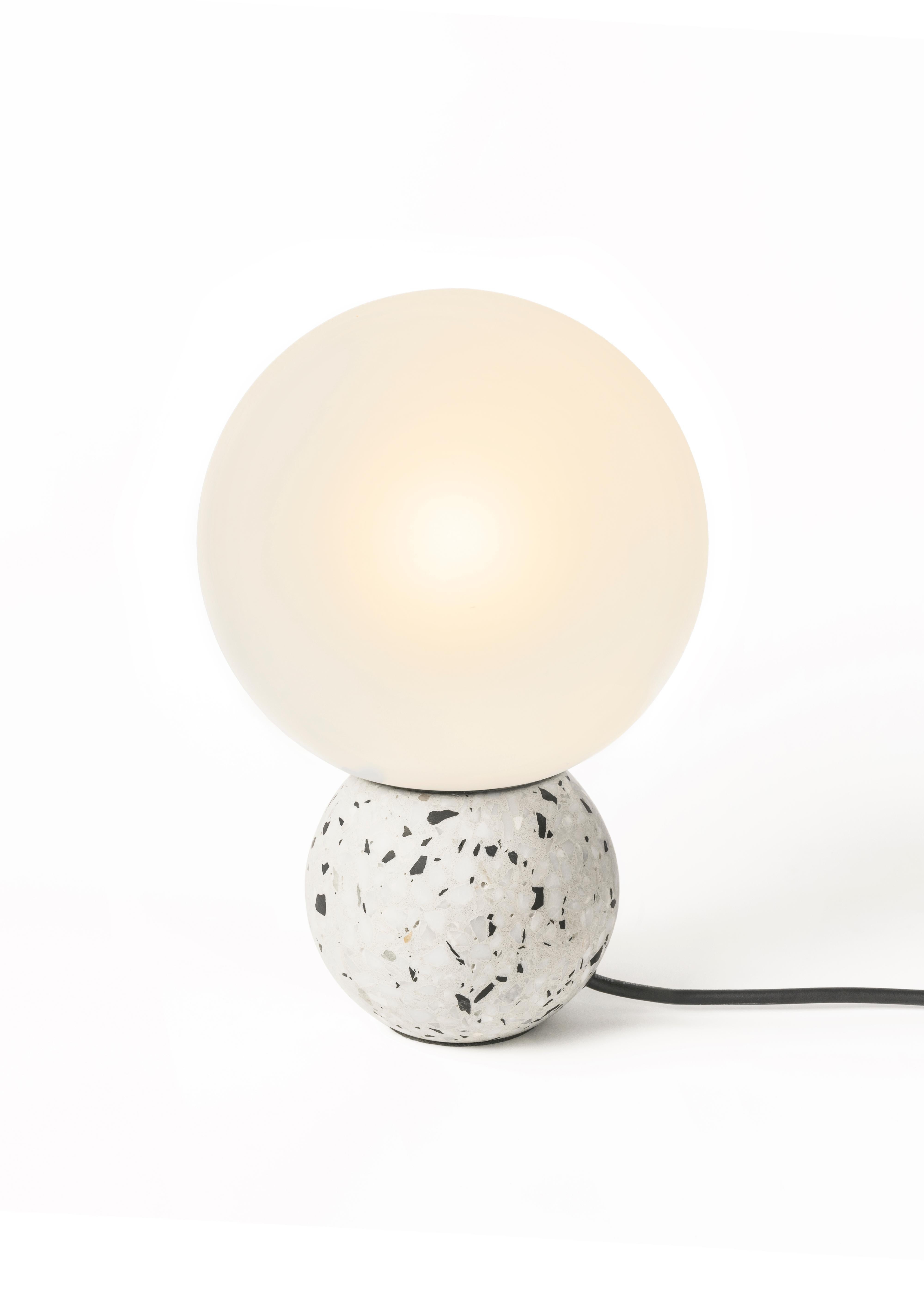 Concrete Contemporary Table Lamp '8' in Black Terrazzo For Sale
