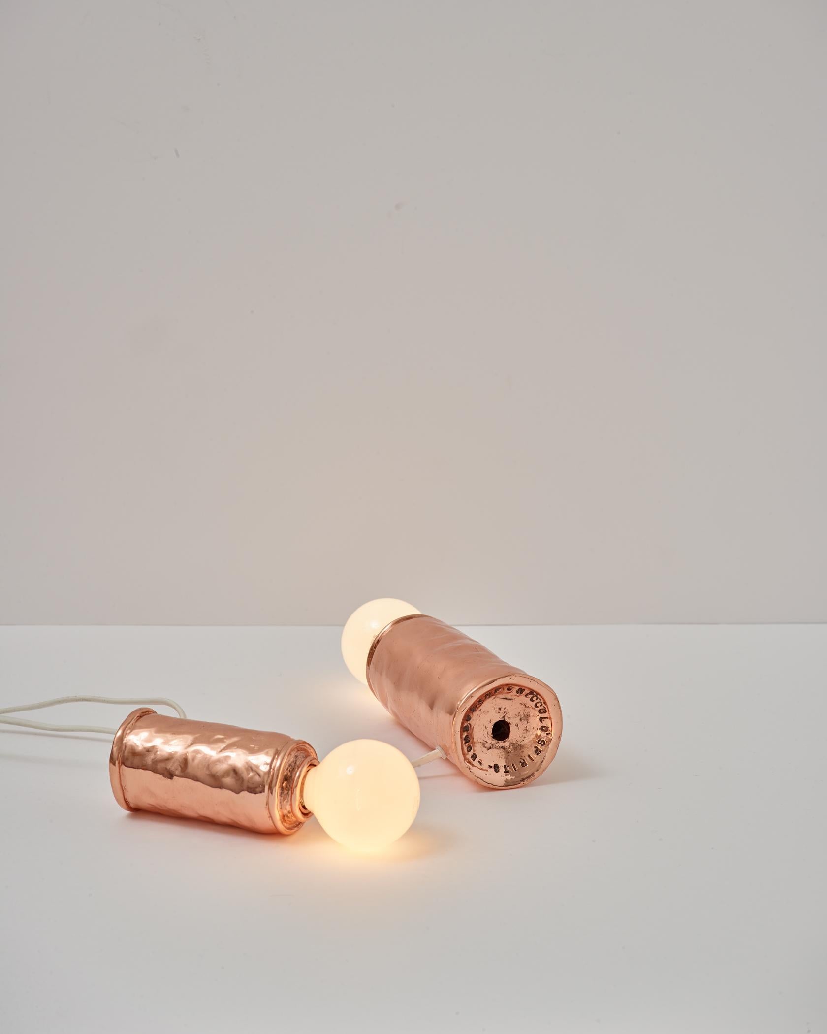 Italian Contemporary Table Lamp by Niccolo Spirito / Bronzed Spray Paint Can Shape For Sale