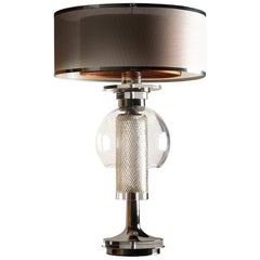 Contemporary Table Lamp Crystal Glass Nickel-Plated Brass Silver Italy