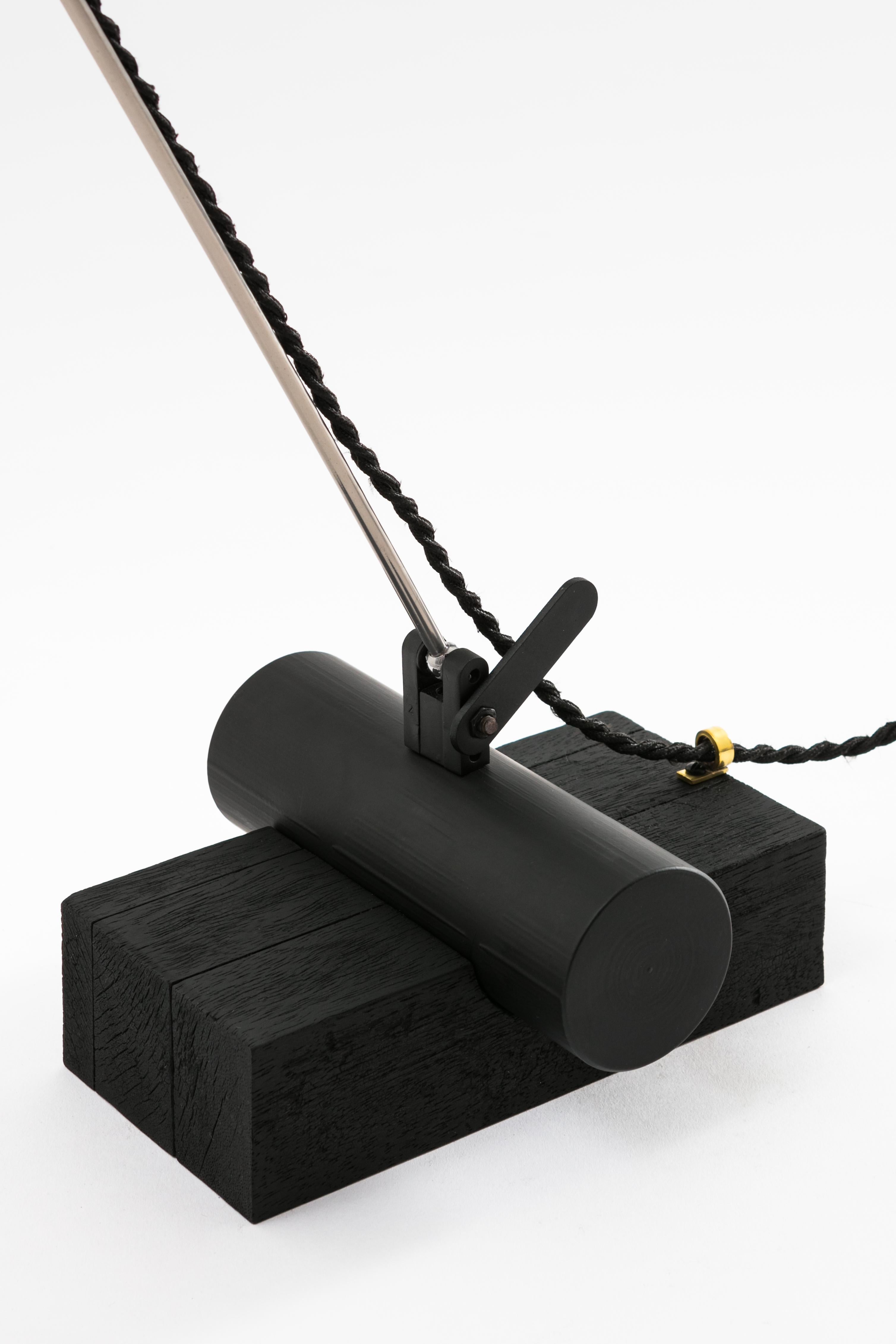 Brass Contemporary Minimalist Table Lamp with Brazilian Hardwood Base
